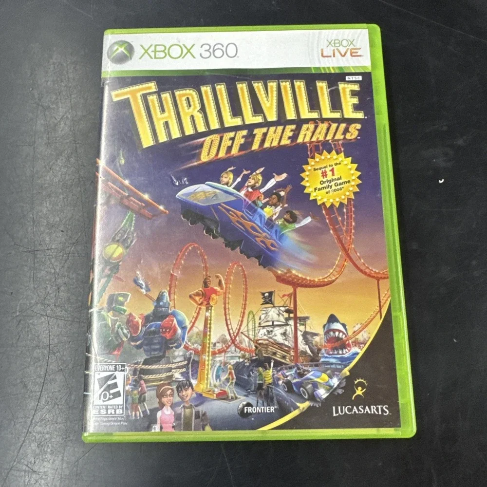 Thrillville: Off the Rails (Microsoft Xbox 360, 2007) CIB Complete Manual Tested